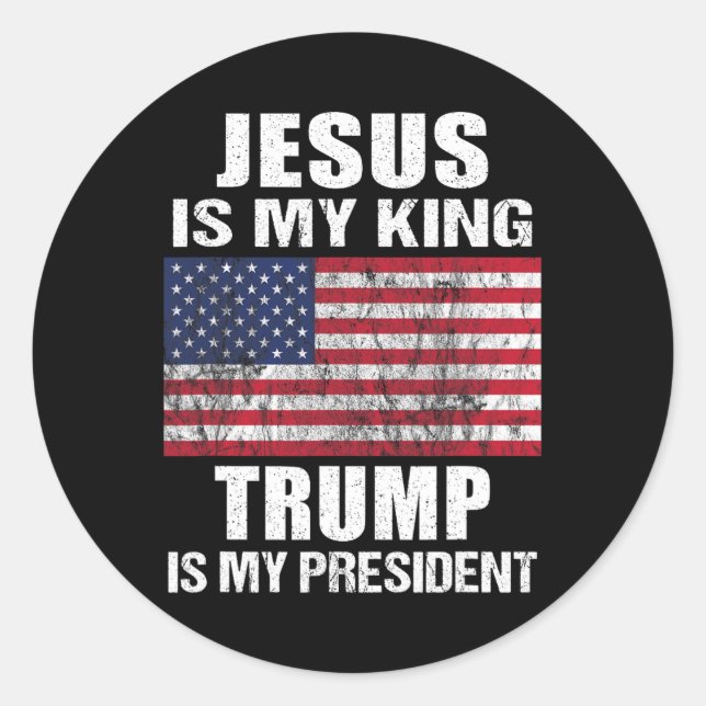 Sticker Rond Jésus est mon roi Trump est mon président (Devant)