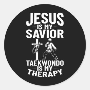 Sticker Rond Jésus Est Mon Sauveur Christian Karate Taekwondo F