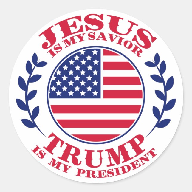 Sticker Rond Jésus Est Mon Sauveur Trump Est Mon Président (Devant)