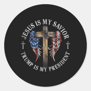 Sticker Rond Jésus Est Mon Sauveur Trump Est Mon Président 2024