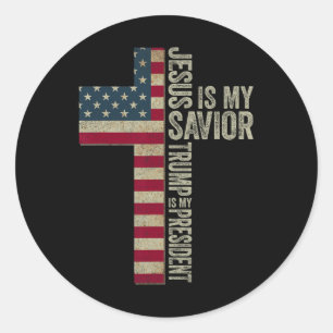 Sticker Rond Jésus est mon sauveur Trump est mon président Trum