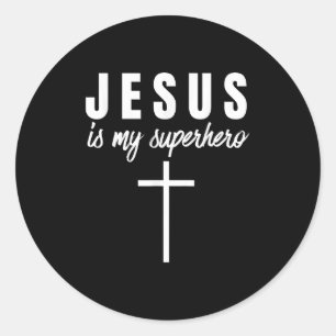Sticker Rond Jésus Est Mon Superhero Funny Vbs Camp Christian S