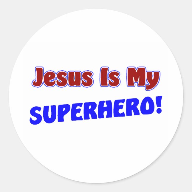 Sticker Rond Jésus Est Mon Superhéros (Devant)
