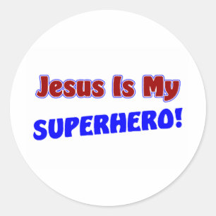 Sticker Rond Jésus Est Mon Superhéros