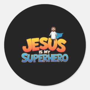 Sticker Rond Jésus Est Mon Superhéros Chrétiens Hommes Garçon D