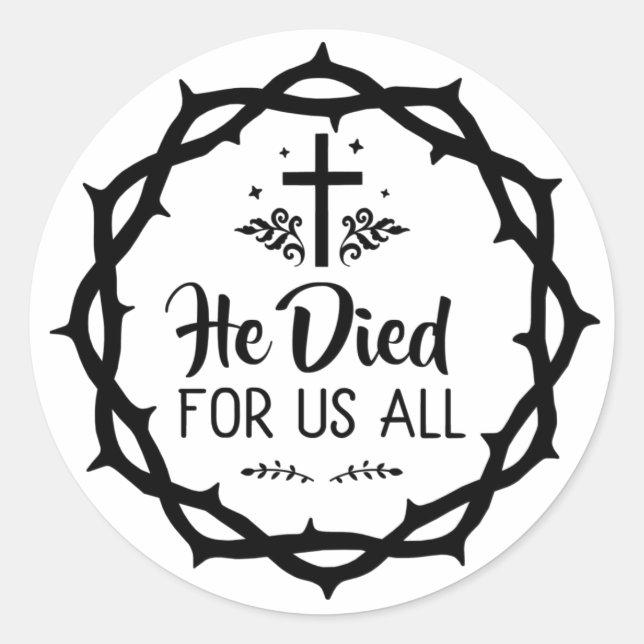 Sticker Rond Jésus est mort pour nous tous (Devant)