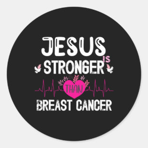 Sticker Rond Jésus Est Plus Fort Que Le Cancer Du Sein Chrétien