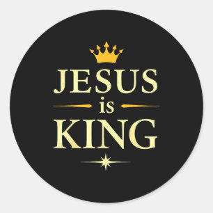Sticker Rond Jésus est Roi _ Conception de foi chrétienne
