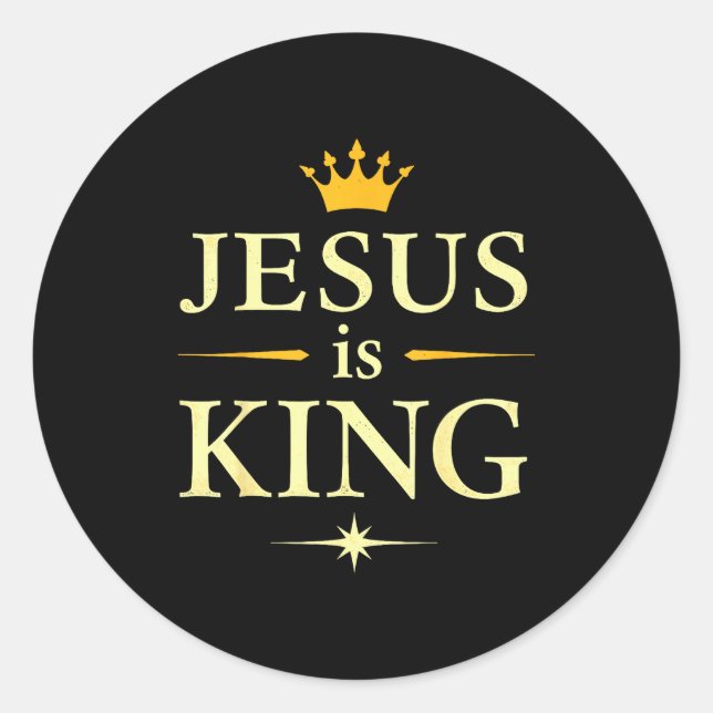 Sticker Rond Jésus est Roi _ Conception de foi chrétienne  (Devant)