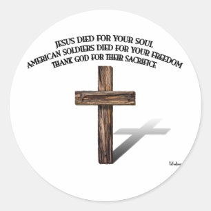 Sticker Rond Jésus et les soldats américains avec une croix a