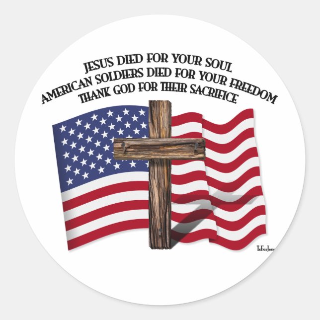 Sticker Rond Jésus et les soldats américains traversèrent les E (Devant)