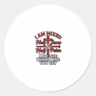 Sticker Rond Jésus et Pierre mélange humour chrétien vintage