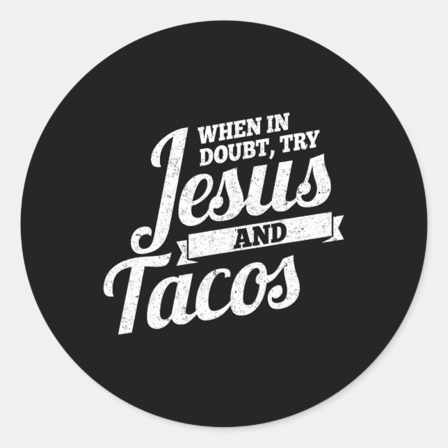 Sticker Rond Jésus Et Tacos Mexicains Cinco De Mayo (Devant)