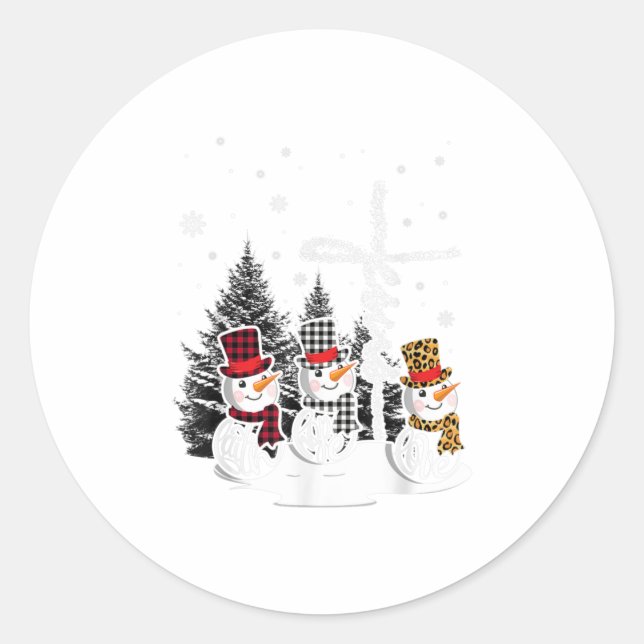 Sticker Rond Jesus Faith Hope Love Snowman Noël (Devant)