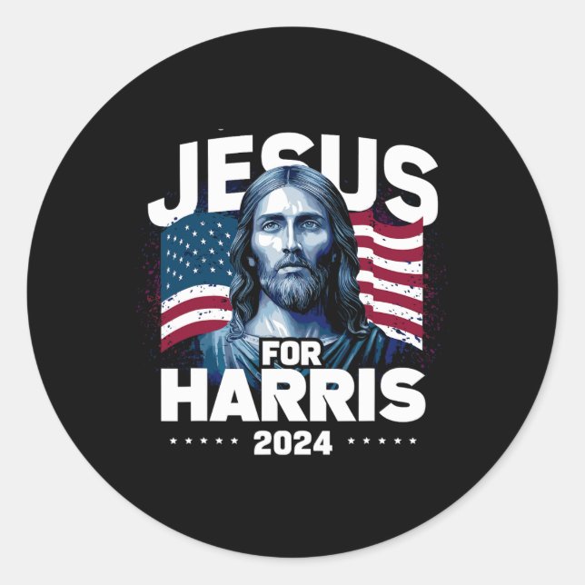 Sticker Rond Jesus For Harris Kamala 2024 (Devant)