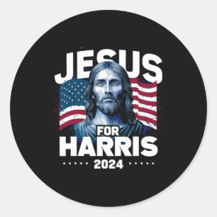 Sticker Rond Jesus For Harris Kamala 2024