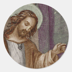 Sticker Rond Jésus frappant sur la porte