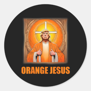 Sticker Rond Jesus Funny Trump 1