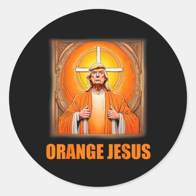 Sticker Rond Jesus Funny Trump 1 (Devant)