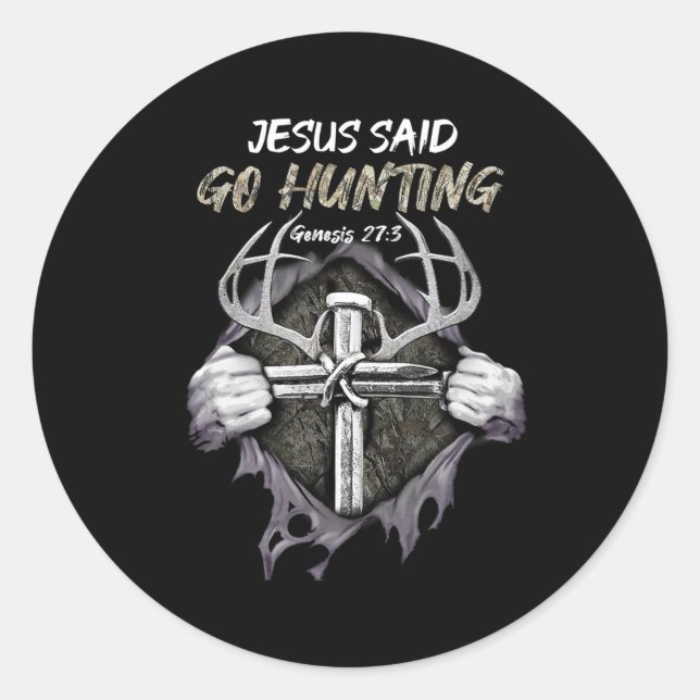 Sticker Rond Jesus Go Chasse Genèse 273 Chasse Chasse Chrétienn (Devant)