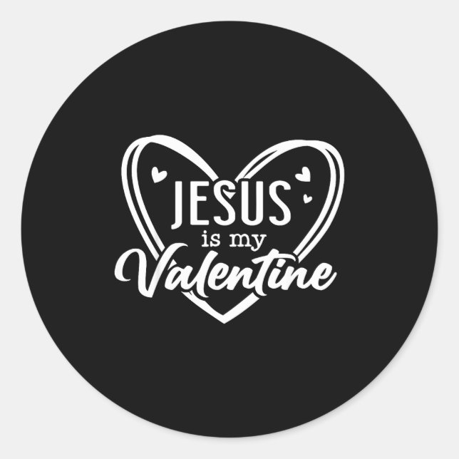 Sticker Rond Jesus Heart Christian Faith Love Valentines Day Me (Devant)