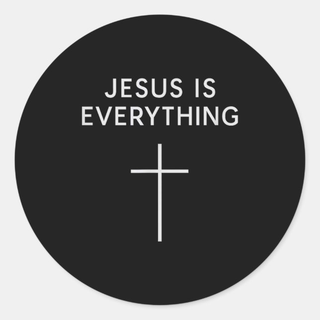Sticker Rond Jesus Is Everything Minimal Cross Christian Faith  (Devant)