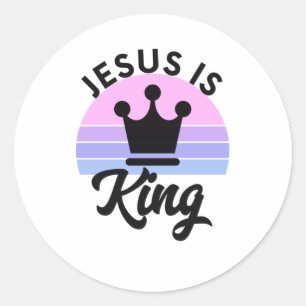 Sticker Rond Jesus Is King - Citation de la foi chrétienne