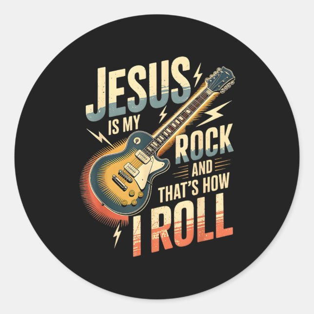 Sticker Rond Jesus Is My Rock And That Is How I Roll Christian  (Devant)