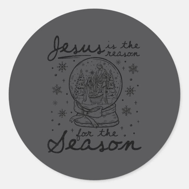 Sticker Rond Jesus Is The Reason For The Season Christmas Nativ (Devant)