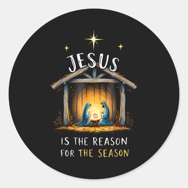 Sticker Rond Jesus Is The Reason For The Season Christmas Xmas  (Devant)