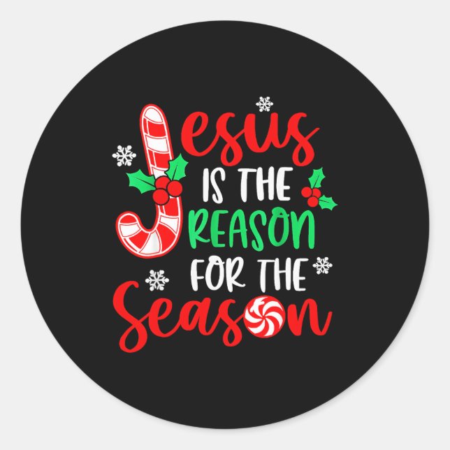 Sticker Rond Jesus Is The Reason For The Season Christmas Xmas  (Devant)