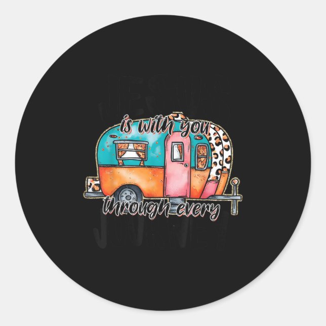 Sticker Rond Jesus Is With You Through Every Journey Camper Chr (Devant)