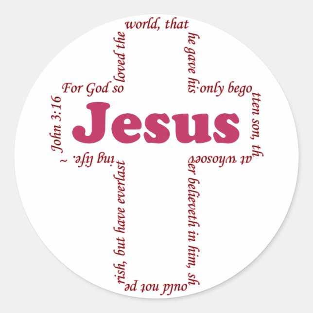 Sticker Rond Jésus Jean 3:16 (Devant)