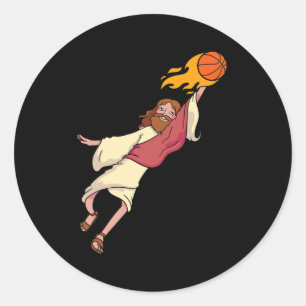 Sticker Rond Jésus Jouant Au Basket