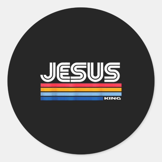Sticker Rond Jesus King Retro Vintage Design  (Devant)
