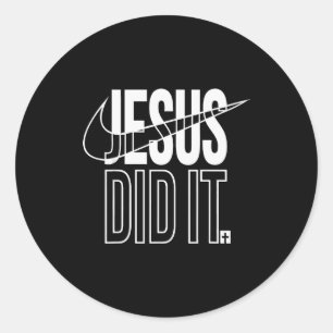 Sticker Rond Jésus l'a fait Il est ressuscité Croix chrétienne 