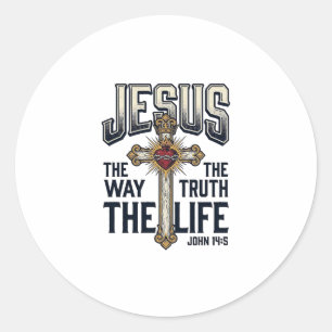 Sticker Rond Jésus Le Chemin La Vérité La Vie Maillot Chrétien