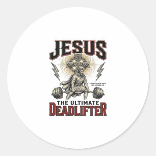 Sticker Rond Jésus Le Levreur De Poids Ultime Chemise Chrétienn