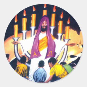 Sticker Rond Jésus, le lion de la tribu de Judah