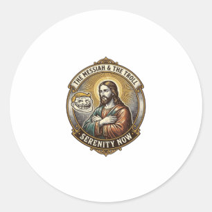Sticker Rond Jésus les bras croisés Emoji visage d'internet tro