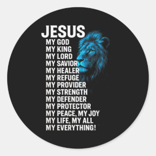 Sticker Rond Jésus - Lion Roi Chrétien Seigneur Sauveur Foi