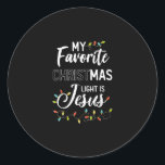 Sticker Rond Jésus Love | Ma favorite Christmas Light Is Jésus<br><div class="desc">Jésus Love | Ma favorite Christmas Light Is Jésus</div>