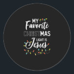 Sticker Rond Jésus Love | Ma favorite Christmas Light Is Jésus<br><div class="desc">Jésus Love | Ma favorite Christmas Light Is Jésus</div>