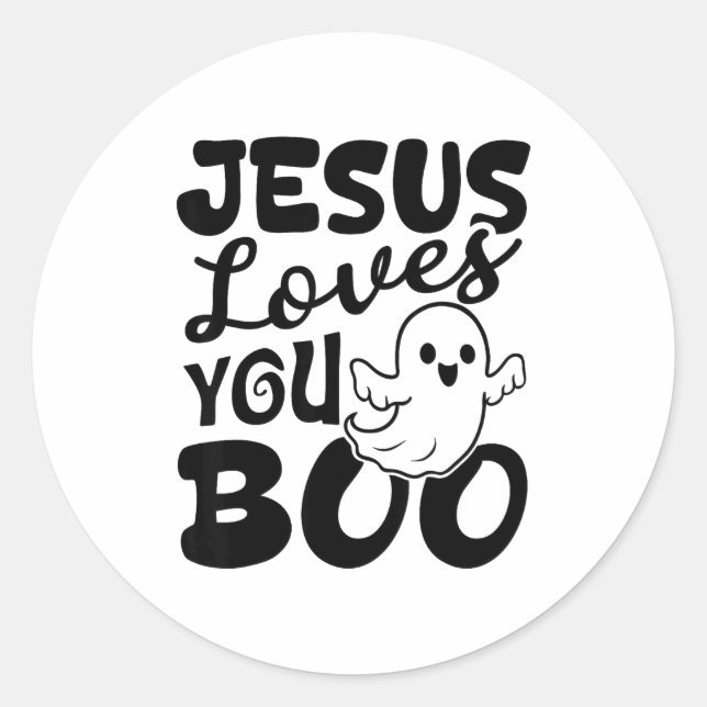 Sticker Rond Jesus Loves You Boo Christian Halloween Ghost Funn (Devant)