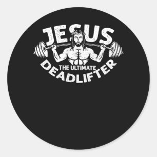 Sticker Rond Jésus L'Ultime Deadlifter Salle De Fitness Athlète
