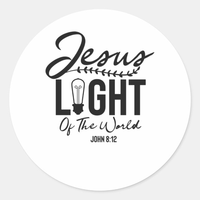 Sticker Rond Jésus Lumière Du Monde - Bible Verse (Devant)