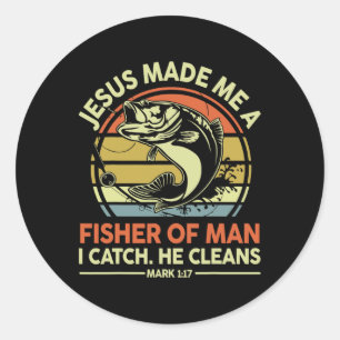 Sticker Rond Jésus m'a fait pêcheur d'homme drôle B Papa chréti