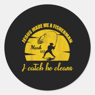 Sticker Rond Jésus M'a Fait Un Pêcheur D'Homme Christian Fishin