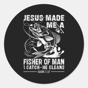 Sticker Rond Jésus m'a fait un pêcheur d'homme Marc 1 17 Clic D