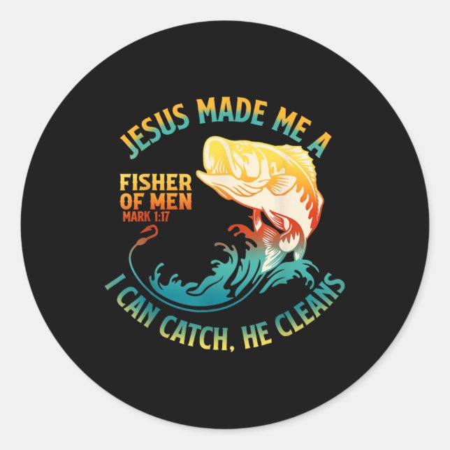 Sticker Rond Jésus M'A Fait Une Bible Fisher Verse Mark 1_17 Po (Devant)